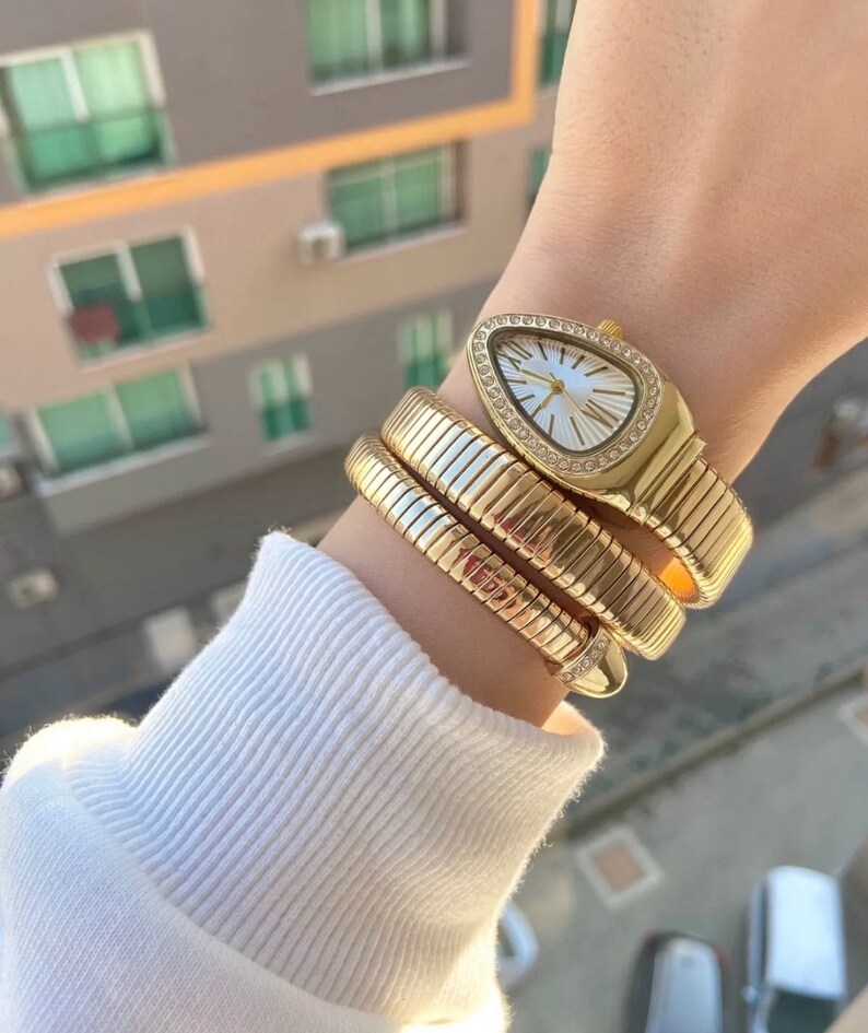 3 Different Color, Luxury Wristwatch, Mothers Day Gift, Gold Wristwatch, Women Wristwatch, Women watches, Snake Watch, Fashion Wristwatchs image 2