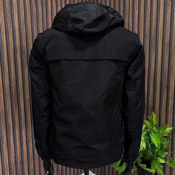 XL wasserdichter schwarzer Regenmantel, hochwertige Kleidung, Modejacke
