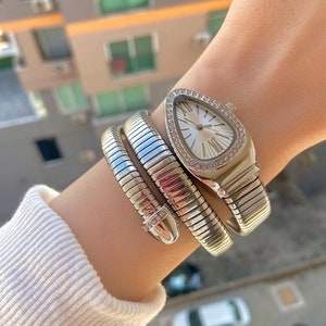 3 couleurs différentes, montre-bracelet de luxe, cadeau de fête des mères, montre-bracelet en or, montre-bracelet femme, montres femme, montre serpent, montres-bracelets tendance image 3