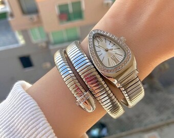 3 colores diferentes, reloj de pulsera de lujo, regalo del Día de las Madres, reloj de pulsera de oro, reloj de pulsera para mujer, relojes de mujer, reloj de serpiente, relojes de pulsera de moda