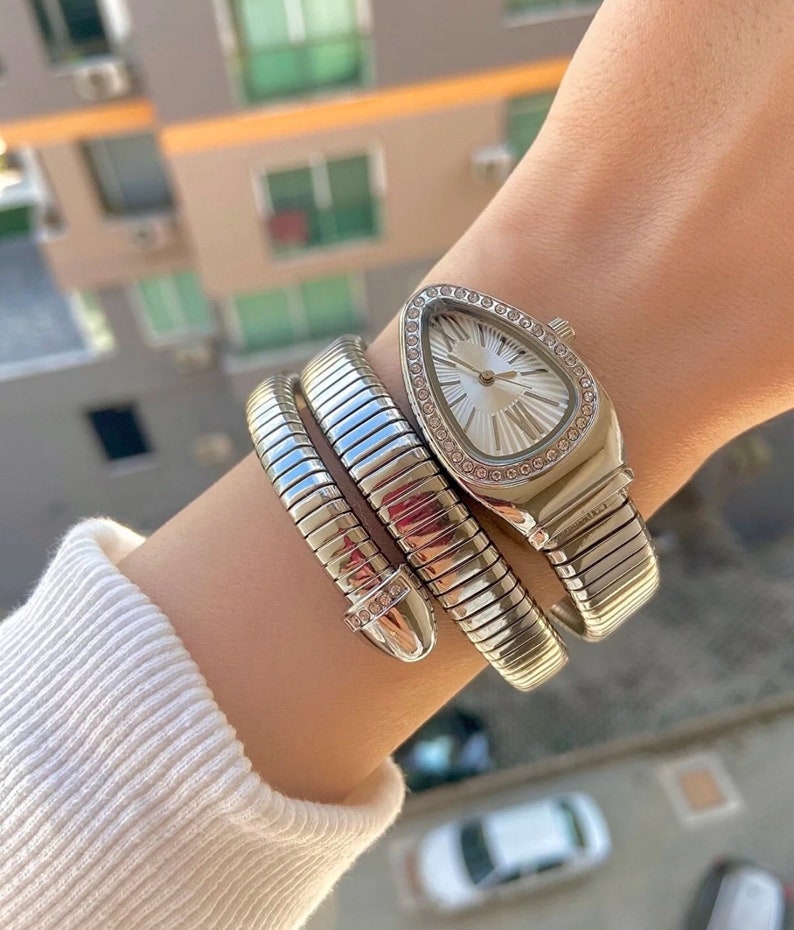 3 colores diferentes, reloj de pulsera de lujo, regalo del Día de las Madres, reloj de pulsera de oro, reloj de pulsera para mujer, relojes de mujer, reloj de serpiente, relojes de pulsera de moda imagen 3