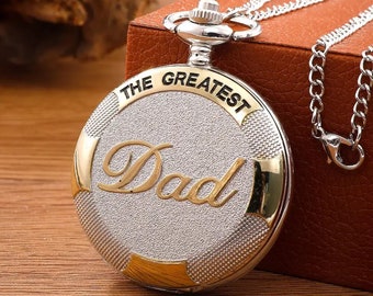 Modèle vintage argent doré luxe LE PLUS GRAND PAPA montre de poche à quartz Fob chaîne collier hommes pères cadeaux horloge Relogio De Bolso
