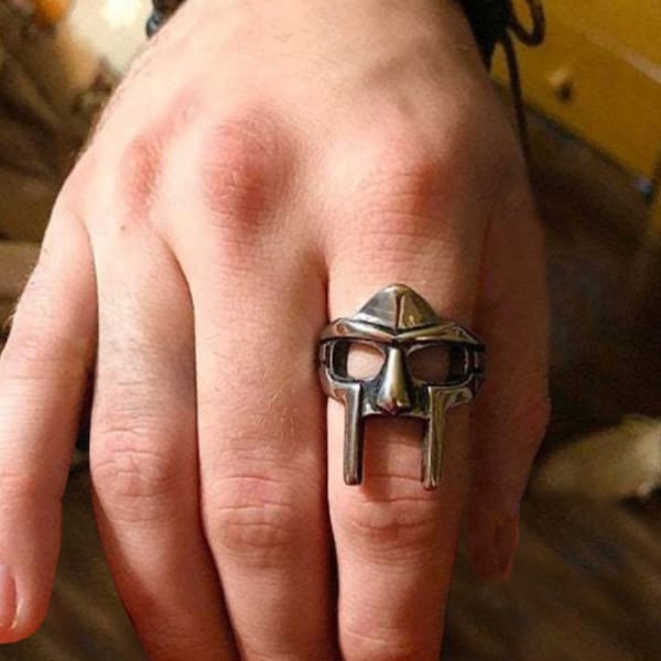 MF DOOM Inspired Egyptian Pharaoh Mask Ring for Men