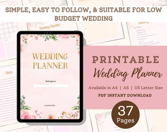 Budget-Friendly Simple Wedding Planner | Wedding Planner Book | Minimalist Ceremony Organizer | Wedding Planner Printable | Budget Wedding