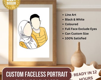 Cadeau personnalisé minimaliste numérique pour la fête des mères, portrait d'anime à partir d'une photo, portrait de famille à partir d'une photo, croquis d'après photo