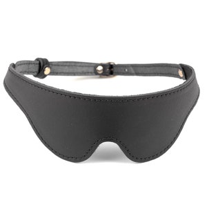 Black Leather Blindfold | Soft Eye Mask for Submissive Play | Adjustable Blindfold for Him or Her | Luxury Birthday Gift