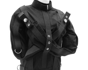 Black Canvas Straitjacket | Segufix-Style Locks, Roleplay Restraint
