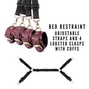 Under-Mattress Bed Restraint Set with Cuffs | Adjustable Bondage Straps for Queen & King Size Beds | Leather or Chain Connectors