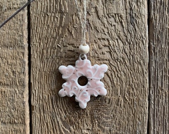 Ceramic pendant flower, pottery gift tag, decoration for indoors and outdoors