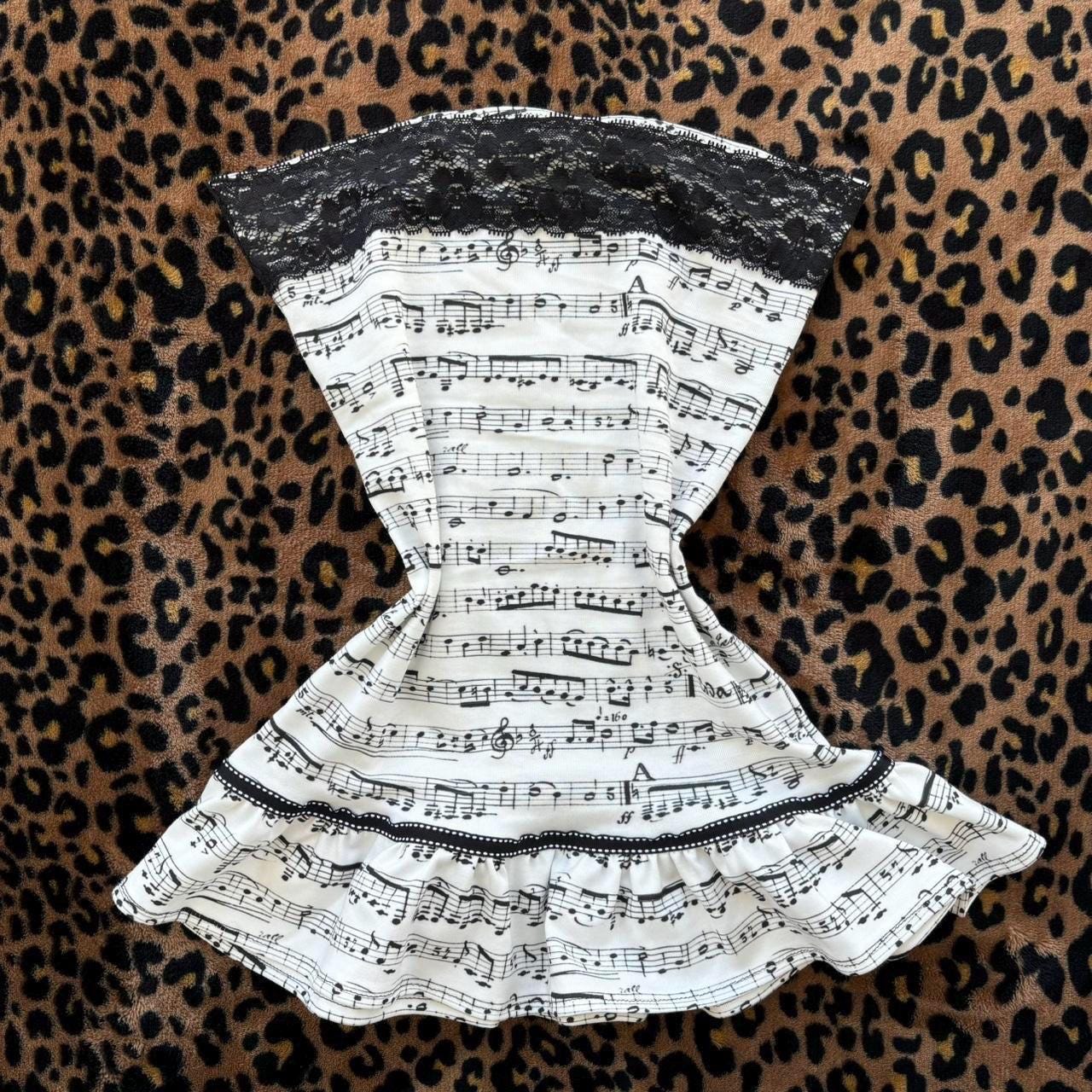 Musical sheet tube top-lace trim top with pleats-women's and teens handmade summer fashion-Fran Fine inspired top