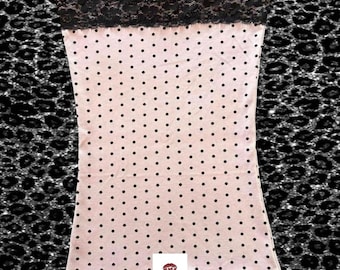 Pink polka dot black lace tube top-coquette preppy summer women y2k fashion