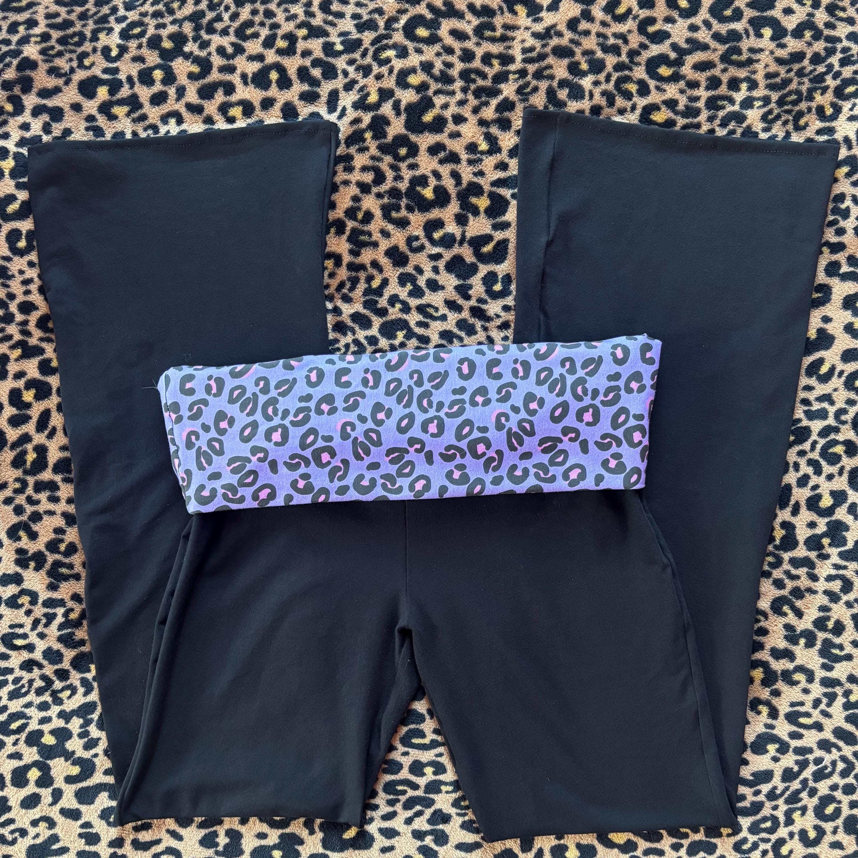 Y2K Low Rise Foldover Flare Pants: Purple Leopard Print - Etsy Israel