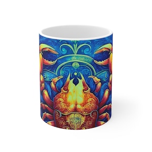 Zodiac Cancer Mug, Horoscope Coffee Cup, Astrology Ceramic Tea Mug, Birthday Gift, Constellation Drinkware, Gift for Cancerian