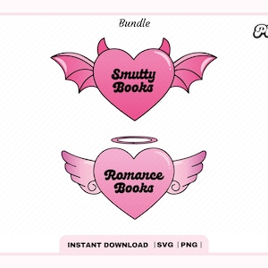 Smutty & Romance Books SVG PNG Bundle, Cute Trendy Popular Creative Bookish Svg Png design, Kindle Girl Design for Stickers, Commercial use
