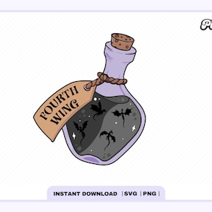 Fourth Wing Potion SVG PNG, Cute Trendy Aesthetic Fantasy Bookish Kindle sticker design, Book Lover Sticker svg, Commercial Use Cut File