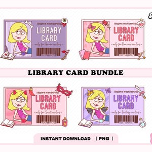 Bookish Lizzie Library Card PNG, Cute Trendy Aesthetic Fantasy Romance Horror Smut Lover Bookish png for Stickers, Bookmarks, Commercial Use
