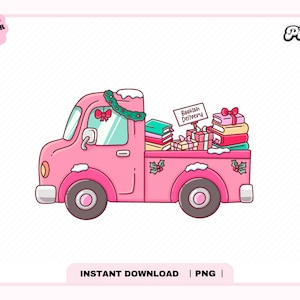 Bookish Delivery Christmas Car PNG, Cute Trendy Aesthetic Christmas Winter Holiday Season Bookish png for Stickers, Bookmark, Commercial use