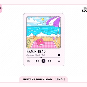 Beach Read Summer Girl Book Club PNG, Cute Trendy Popular Aesthetic Summer Booked Spring  Bookish Vacation png, stickers, Commercial Use