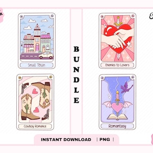 Pacote de cartas de tarô de romance PNG, design fofo, moderno, popular, romance, fantasia png para adesivos, marcadores, uso comercial