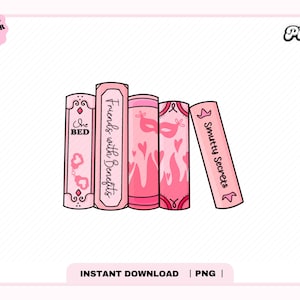 Smut Spicy Bookstack PNG, Extra Spicy Book Lover, Cute Trendy Aesthetic smutty Bookish Bookshelf png for Stickers, Bookmarks, Commercial Use