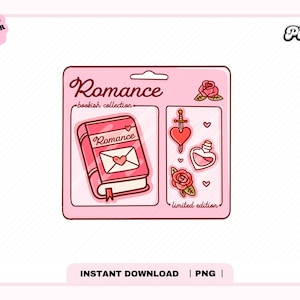 Romance Bookish Collection PNG, Cute Trendy Aesthetic Romance Romantasy Bookish svg Png design for Stickers, Bookmarks, Commercial use