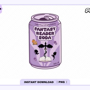 Fantasy Book Reader Soda Pop PNG, Cute Trendy Aesthetic Fantasy Fourth Wing Dragon png design for stickers, Bookmarks, Commercial Use