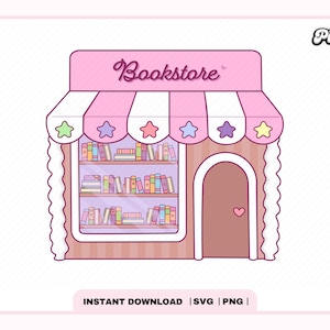 Pink Bookstore SVG PNG, Cute Trendy Popular Aesthetic Creative Bookish Library Svg Png design for Sticker, T-shirt, Bookmark, Commercial use