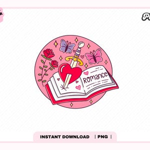 Romance Book Club PNG, Cute Trendy Popular Aesthetic Romance Romantasy Book Lover Bookish Png design for Stickers, Bookmarks, Commercial use