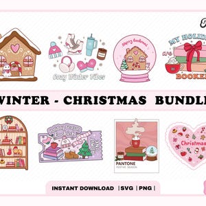 Weihnachten Winter SVG PNG Bundle-Set, süße trendige Ästhetik beliebte Weihnachtsferien Designs für T-Shirts, Aufkleber, Tassen, Tragetaschen usw.