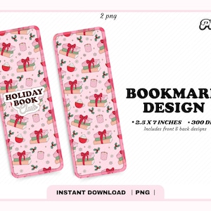Holiday Season Book Club Bookmark PNG, Cute Trendy Aesthetic Christmas Holiday Winter Bookish Printable Bookmark Design for Commercial Use