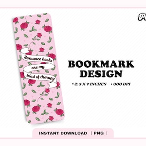 Romance Reader Book Club Bookmark PNG, Cute Trendy Aesthetic Romance Romantasy Book Reader Printable Bookmark Design for Commercial Use