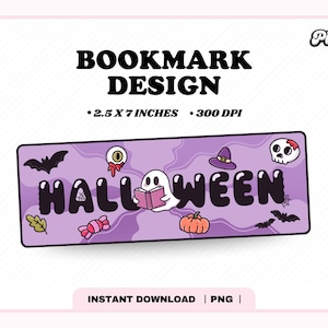 Halloween Bookmark PNG, Cute Trendy Aesthetic Spooky Ghost Autumn Halloween Fall Bookish Book Reader Printable Bookmark png, Commercial Use