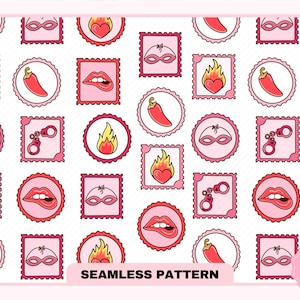 Smutty Book Stamp Seamless Pattern PNG JPG, Cute Trendy Popular Aesthetic Spicy Books Reader, Smut Bookish Seamless Pattern, Commercial use