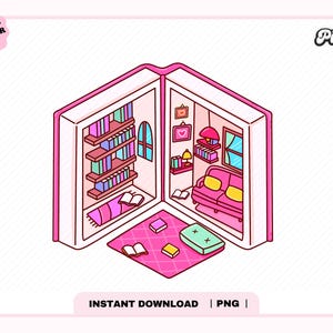 Pink Bookish Library PNG, Cute Trendy Popular Aesthetic Creative Bookish Png design for Stickers, T-shirt, Bookmarks, Commercial use