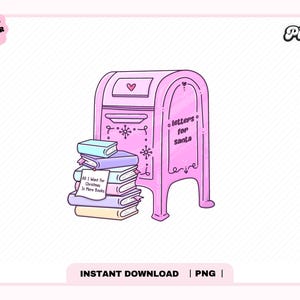 Letters For Santa Bookish PNG, Cute Trendy Aesthetic Christmas Winter Holiday Season Bookish png for Stickers, Bookmarks, Commercial use