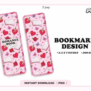 Romance Reader Book Club Bookmark PNG, Cute Trendy Aesthetic Romance Romantasy Book Reader Printable Bookmark Design for Commercial Use