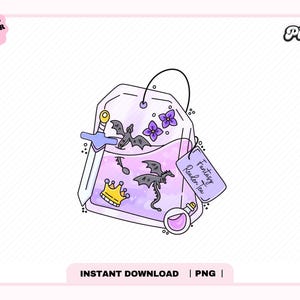 Fantasy Reader Tea PNG, Cute Trendy Aesthetic Fantasy Fourth Wing Book Dragon Bookish png design for stickers, Bookmarks, Commercial Use