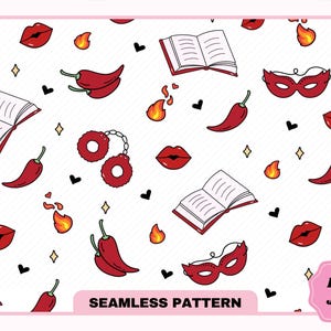 Smutty Books Seamless Pattern PNG JPG, Cute Trendy Popular Aesthetic Extra Spicy Books Reader, Smut Bookish Seamless Pattern, Commercial use