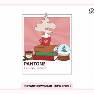 Sezon świąteczny Pantone SVG PNG, ładny modny estetyczny popularny świąteczny zimowy sezon świąteczny Bookish png svg do naklejki, do użytku komercyjnego