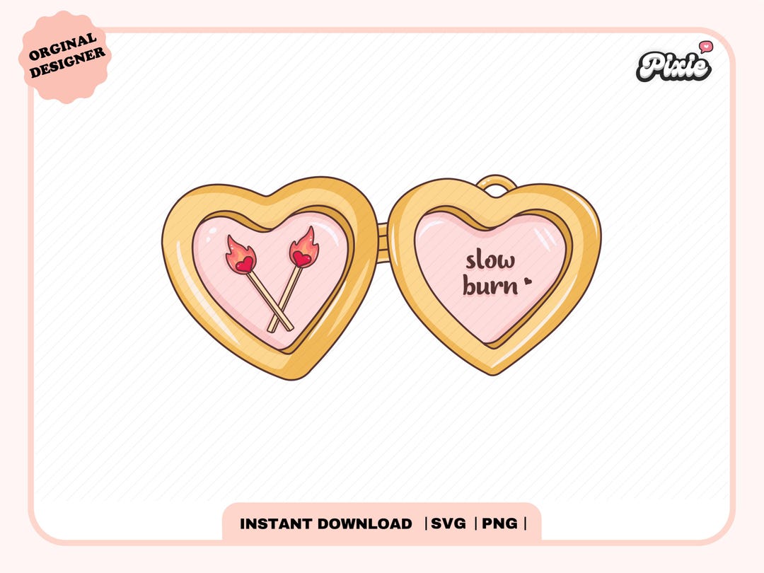 Slow Burn Matches Heart Locket SVG PNG, Cute Trendy Aesthetic Popular ...