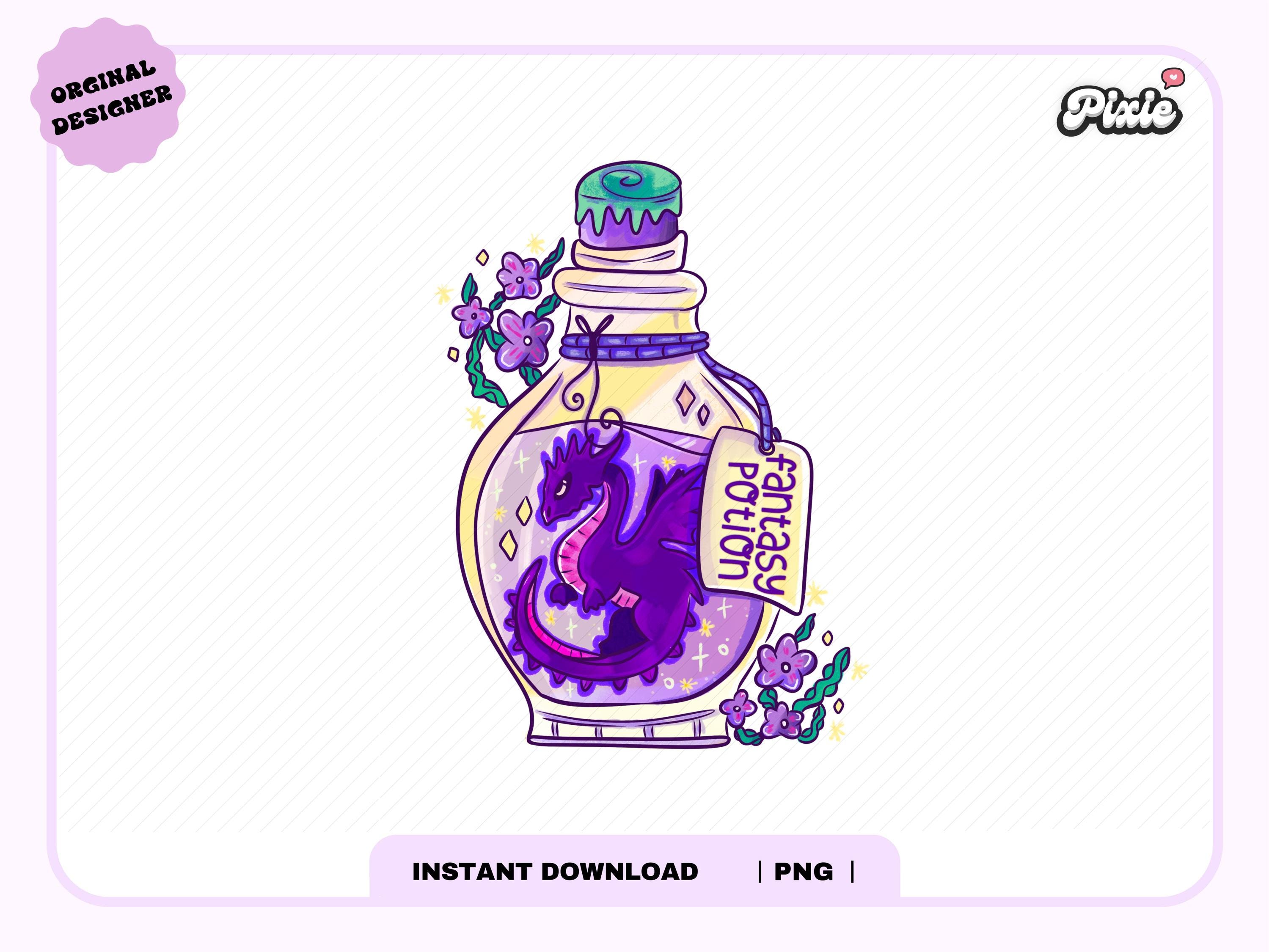 Fantasy Book Potion PNG, Cute Trendy Aesthetic Fantasy Fourth Wing, Dragon Book Lover png design for stickers, Bookmarks, Commercial Use
