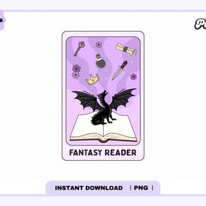 Fantasy Buch Tarot Karte PNG, niedlicher trendiger ästhetischer Fantasy Reader Vierter Flügel Drachen Buch png Design für Aufkleber, Lesezeichen, kommerzielle Nutzung