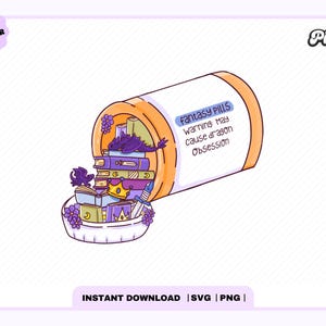 Fantasy Book Pills PNG, Cute Trendy Popular Aesthetic Creative Fantasy Fourth Wing Dragon png design for stickers, Bookmarks, Commercial Use