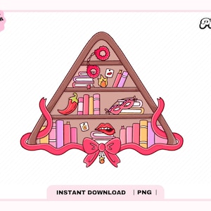 Smut Spicy Book Lover Bookshelf PNG, Extra Spicy, Cute Trendy Aesthetic smutty Bookish Library png for Sticker, Bookmark, Commercial Use