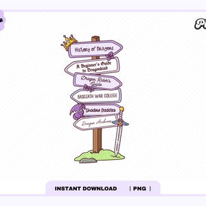 Fantasy Book Lover sign Direction PNG, Cute Trendy Aesthetic Fantasy Fourth Wing Book Dragon Bookish  png design for stickers,Commercial Use