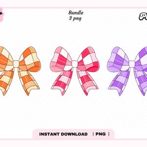 Aesthetic Checkered Coquette Bow Bundle PNG Bundle, Trendy y2k Cute Aesthetic popular Bow design for Stickers, T-shirt, Bag, Commercial use