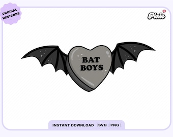 ACOTAR Bat Boys Candy Heart SVG PNG, A Court of Thorns and Roses, Trendy Cute Aesthetic Bookish png, Rhysand Cassian Azriel, Commercial Use