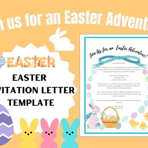 Plantilla de carta de invitación a la búsqueda de huevos de Pascua Plantilla editable de invitación a la búsqueda del tesoro de Pascua Plantilla digital de invitación a la fiesta de Pascua