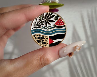 Palestine Solidarity Enamel Pin Badge | Watermelon Olive Tree Palestine Flag BUY 3 GET 1 FREE