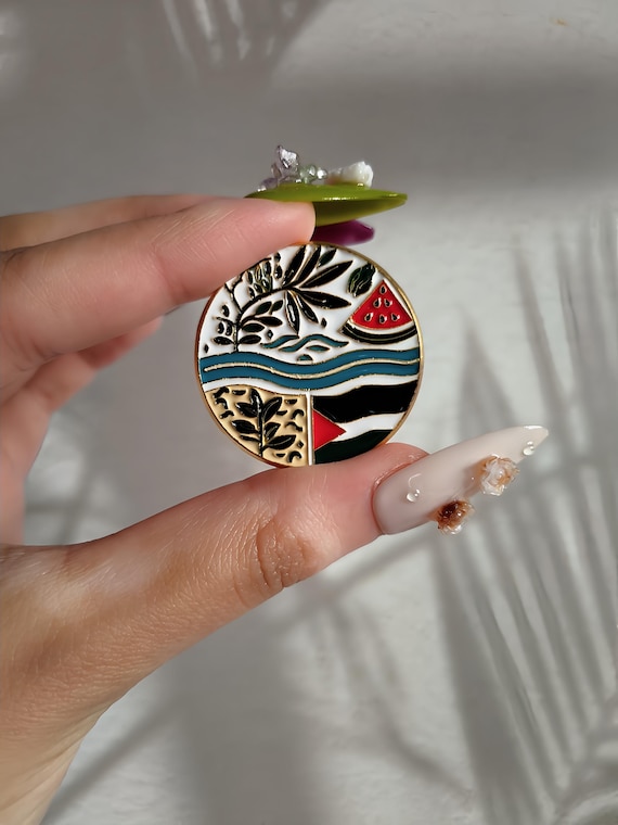 Palestine Solidarity Enamel Pin Badge | Watermelon Olive Tree Palestine Flag BUY 3 GET 1 FREE
